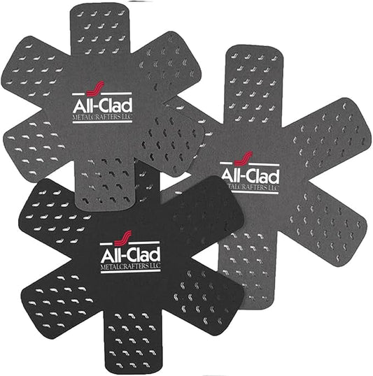 All-Clad Premium Cookware Protectors: Pot and Pan Protectors for Kitchen Organization - Perfect for Cast Iron, Steel, or Glass, (3-Piece), Black/Grey