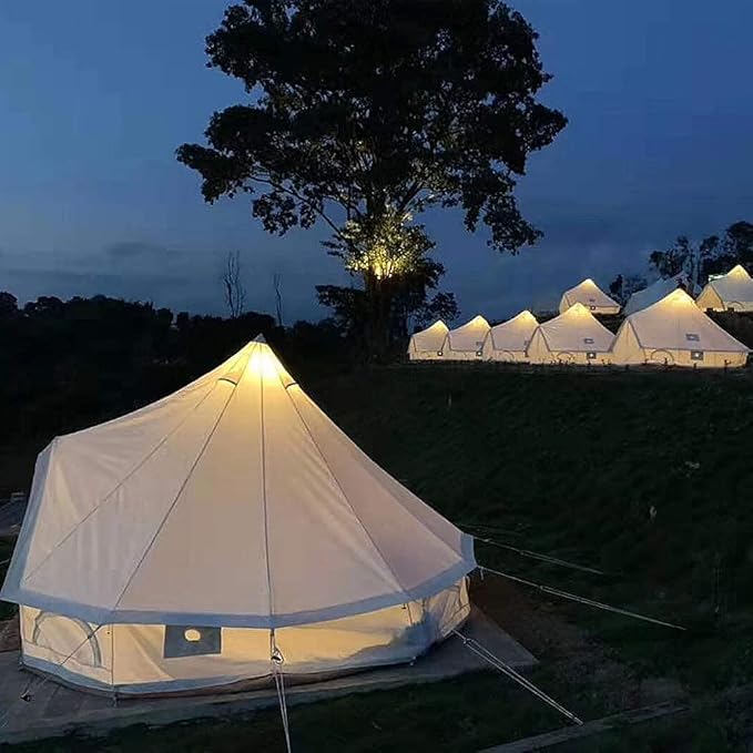 GeRRiT Bell Tent Canvas Mongolian Yurt Tent Double Layers Teepee Tent Outdoor Camping Family Tent Pyramids Indian Tent 4-Season, Green, 6M