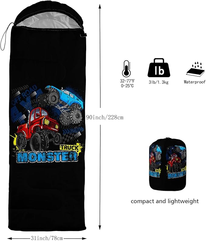 AILONEN Boys Sleeping Bag for Camping,Nautical Anchor,Lightweight & Waterproof,3 Season Warm & Cool Weather,Navy Blue Sleeping Bags for Kids Men Travelling,Outdoors
