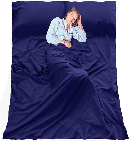 Sleeping Bag Liner, Ultralight Travel Sheet with Zipper and Compact Carry Bag, Portable Sleeping Camping Sheet, Soft Sleeping Bag Sack for Hotel, Hiking, Tenting, Camping