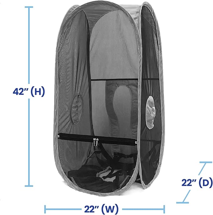 WeatherPod Short Bug-Screen Walking Pod – Pop-Up Wearable Mosquito & Bug Screen with Mesh – Fine Gauge, Fully Enclosed Personal Bubble – Dark Gray
