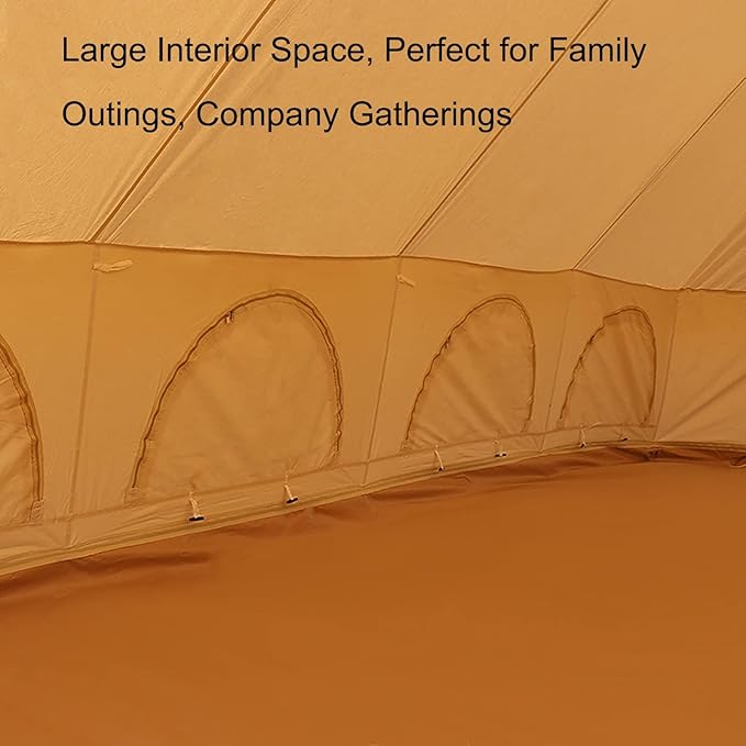 GeRRiT 900D Oxford Cloth Bell Tent, Outdoor Waterproof Yurt Bell Tent, Family Glamping Tents, 4 Season Outdoor Camping Tent, Three Doors and Six Windows, UPF50 UV Resistant, 1
