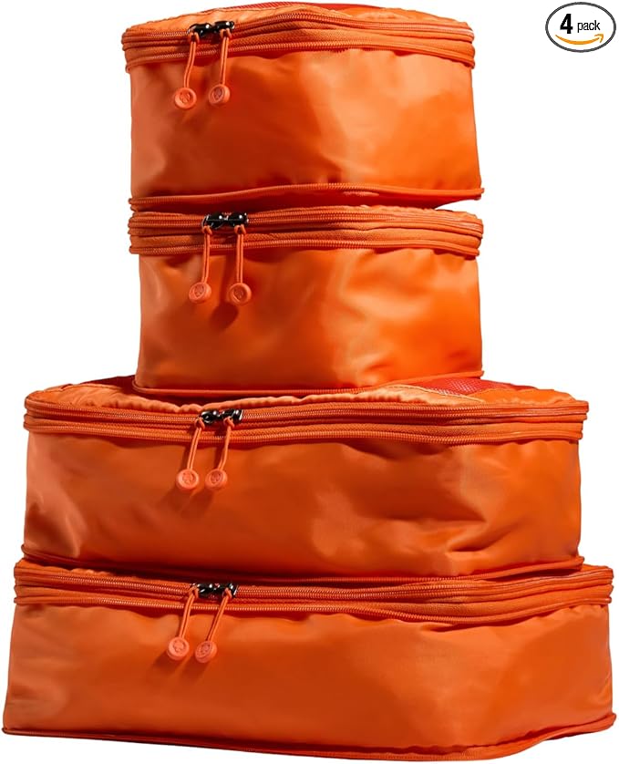 ANTLER - Compression Packing Cubes for Travel, Luggage Organiser for Suitcases or Bags, Travel Accessories, Set of 4, Coral