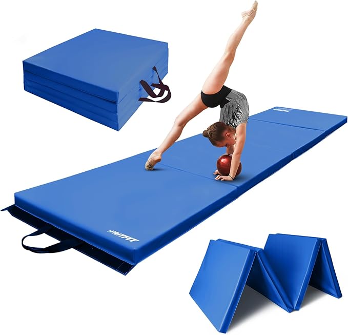 RitFit Upgraded Folding Exercise Mat, 2 Inch Thick Gymnastics Mat 3’x6’,4’x8’,4x10’,2'x8' with Carrying Handles for Yoga, MMA, Stretching, Core Workouts and Home Gym Protective Flooring
