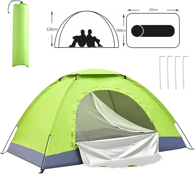 Ultralight Backpacking Tent Single Person Double Door Camping Shelter with Waterproof Oxford Fabric Fiberglass Poles Mesh Ventilation Screen Rain Fly Carry Bag for Outdoor Hiking