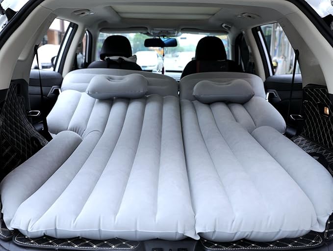 Inflatable SUV Air Mattress Thickened Flocking Inflatable Car Camping Travel Air Mattress with 2 Pillows & Air Pump,Portable Car Sleeping Bed for SUV|MPV|Minivan