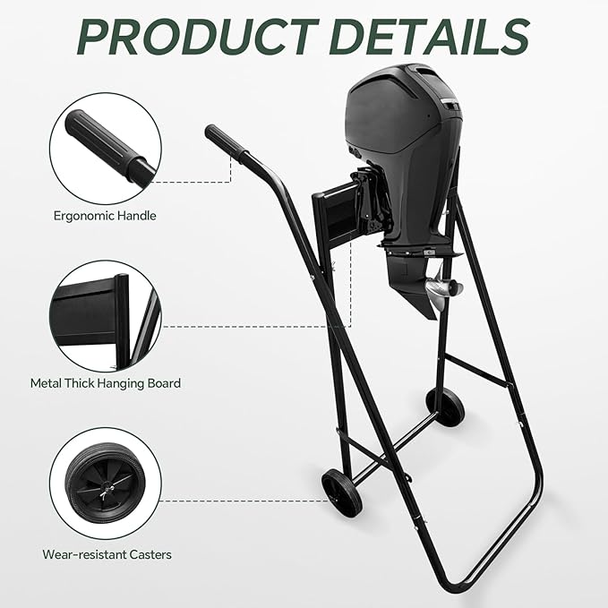 Outboard Boat Motor Stand,165LB Load Outboard Motor Carrier Multi Purposed Portable Boat Motor Engine Trolley for Repair,Maintenance,Storage