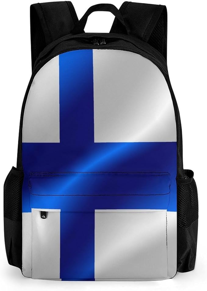 Rucksack Anti-Theft Multipurpose Big Capacity Carry On Bag, Flag Of Finland Traveling Camping Backpack With Side Pockets