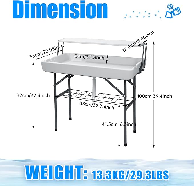 Cooler Table, Ice Table, Ice Tables for Party with Drain, Drink Tables for ice, Party Cooler with Detachable Skirt