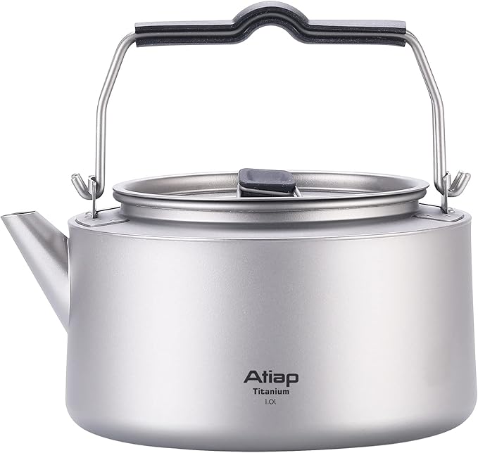 Titanium Kettle Coffee Tea Pot 0.6L/ 1L with Mesh Bag Portable for Outdoor Camping (Ta9082-1L)