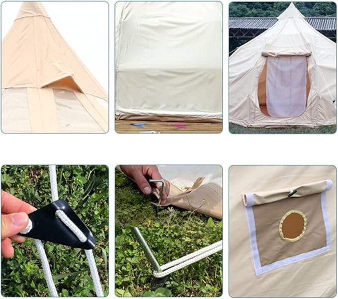 GeRRiT Outdoor Canvas Bell Tent 5M Canvas/900D Oxford Cloth Tent 4 Season Luxury Large Canvas Glamping Tent Yurt for Camping Hiking Party, Beige