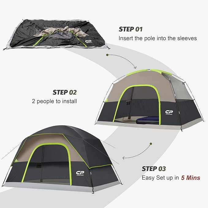 Tents for Camping 6 Person Tent Waterproof Windproof Double Layer Family Camping Tent, Easy Setup Dome Tent with Large Mesh Windows & Wider Door for Outdoor Camping & Hiking