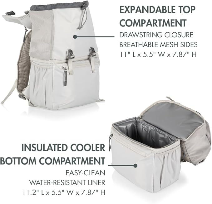 PICNIC TIME Tarana Backpack Cooler, Insulated Leakproof Backpack Made With Recycled Bottles, Portable Ice Chest For Beach, Hiking, Camping, Picnic, Lunch, Travel, Outdoor Adventures (Halo Gray)