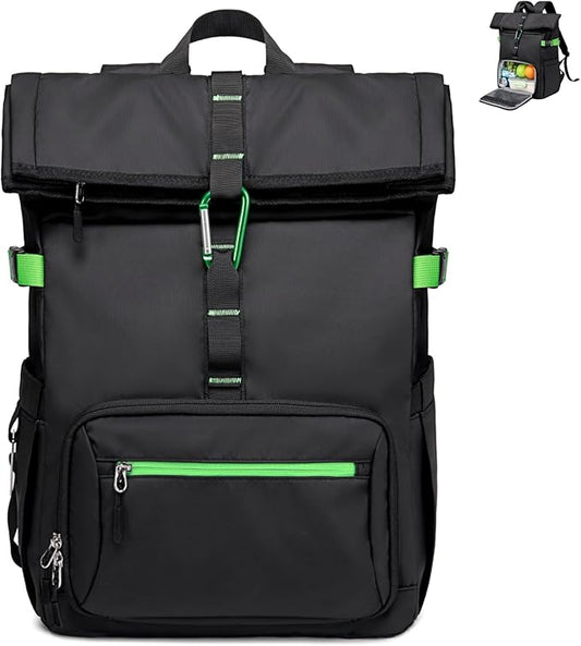 LOIDOU Lunch Backpack for Men Work, Waterproof 15.6 Laptop Backpack with Lunch Box Compartment, Insulated Lunch Bag for Business College Beach Camping Picnics, Womens Gifts Cooler Backpacks, Black
