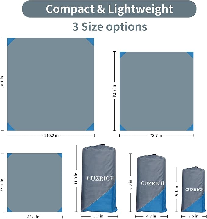 Family Beach Blanket Large Foldable Picnic Mat Portable Lightweight Camping Tarp Tent Blankets Washable Rug Quick Dry Compact Beach Mats Hiking Outdoor Essentials (Gray/Blue118*110" / 9.19ft×9.84ft)