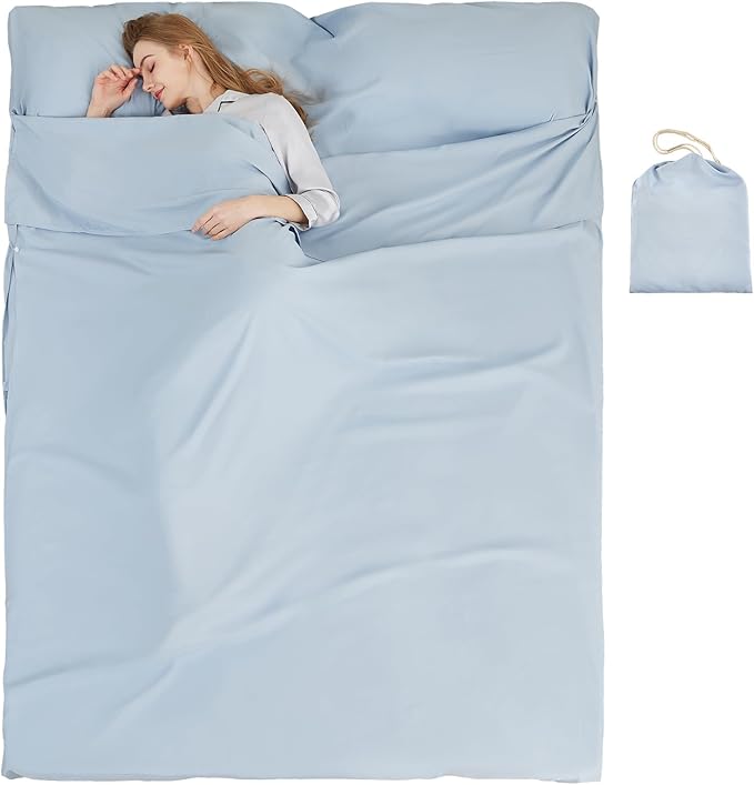 Sleeping Bag Liner Camping Adult Sleep Sack Lightweight Travel Sheet for Hotel Bed Compact Ultralight Essential Cleaning Supplies Kit Travel Bedding Set for Backpacking