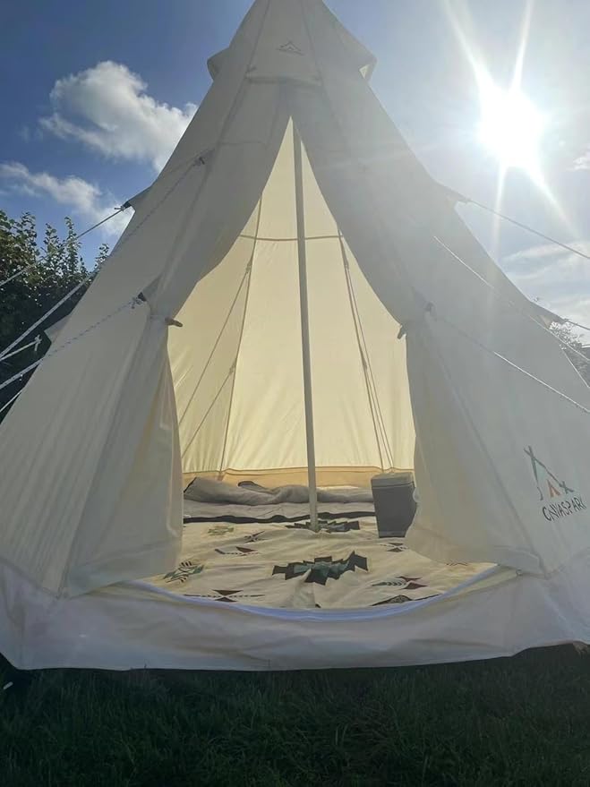 Bell Tent 4 Season 9.85ft Glamping, Hot Tent,Ideal for Family Camping, Hiking,Canvas with Aluminum Pole. Support Camouflage Fabric Customization