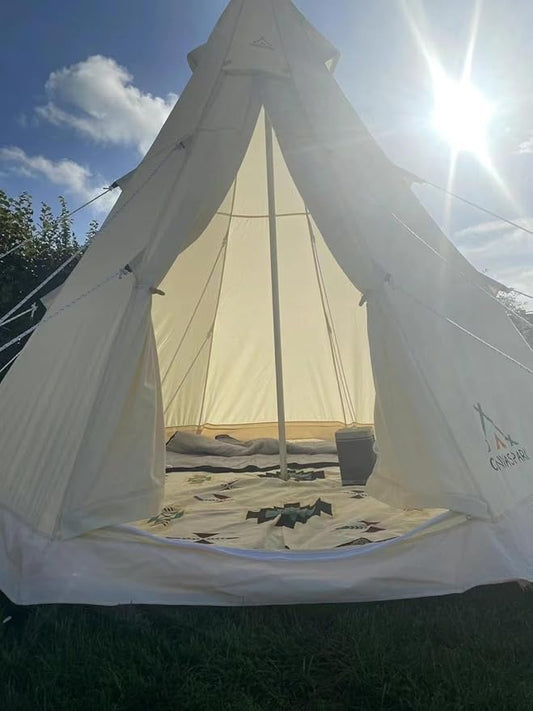 Bell Tent 4 Season 9.85ft Glamping, Hot Tent,Ideal for Family Camping, Hiking,Canvas with Aluminum Pole. Support Camouflage Fabric Customization