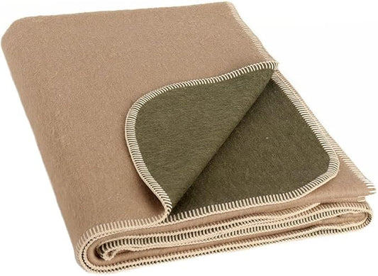 Thick Alpaca Wool Blanket Heavyweight Camping Outdoors Indoors Soft Peru Twin Size Biface Design (Beige Latte/Leaf Green, Twin Size)