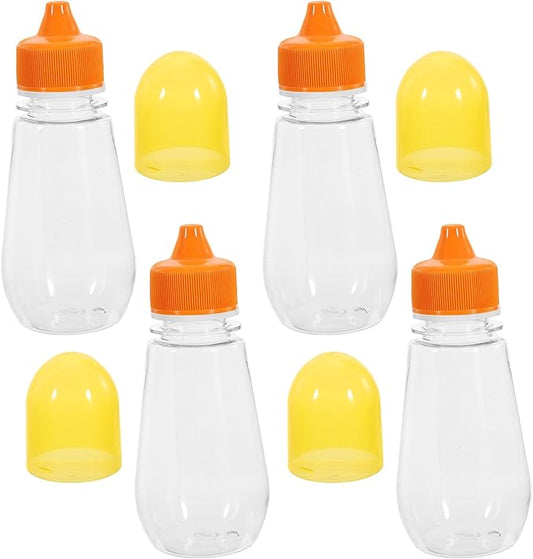 Veemoon 4pcs Refillable Plastic Honey Jars 250g Pet round Bottles with Squeeze Nozzle Leak-proof Honey Dispenser for Kitchen Food Storage and Syrup Dispensing
