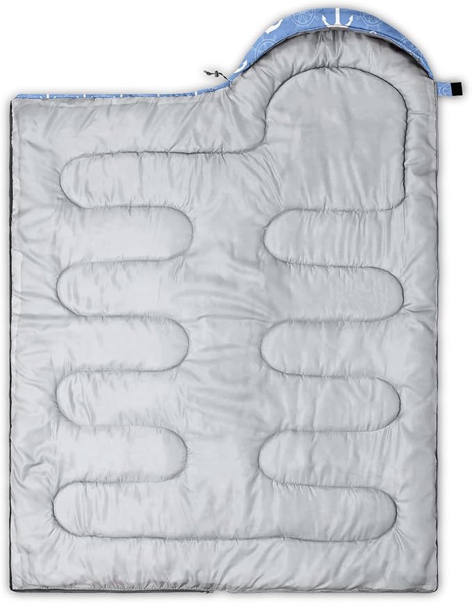 AILONEN Boys Sleeping Bag for Camping,Nautical Anchor,Lightweight & Waterproof,3 Season Warm & Cool Weather,Navy Blue Sleeping Bags for Kids Men Travelling,Outdoors