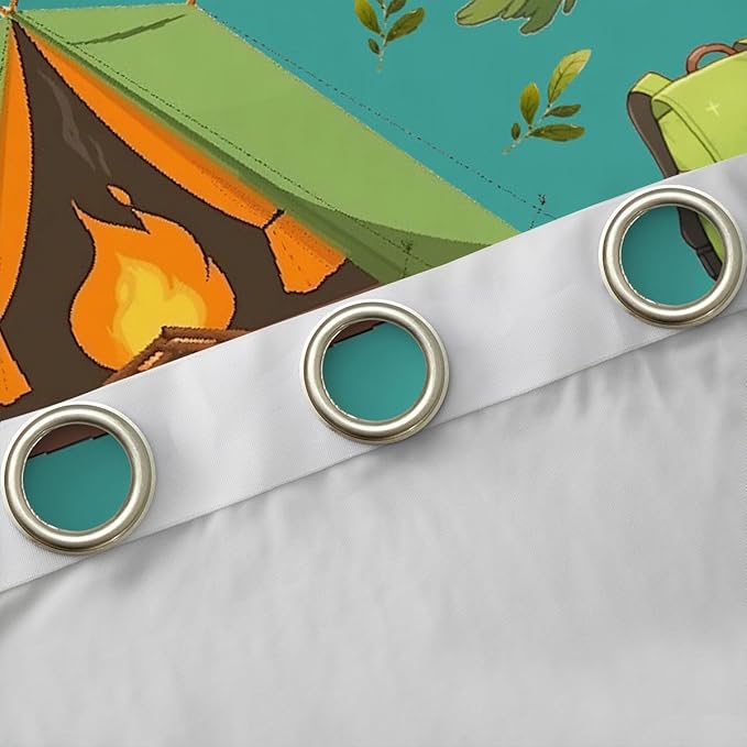 Feelyou Green RV Camping Camper Curtains for Bedroom Living Room Camping Theme Blackout Darkening Drapes Camper Window Treatments, 2 Panels 42 x 90 Inch Room Decor