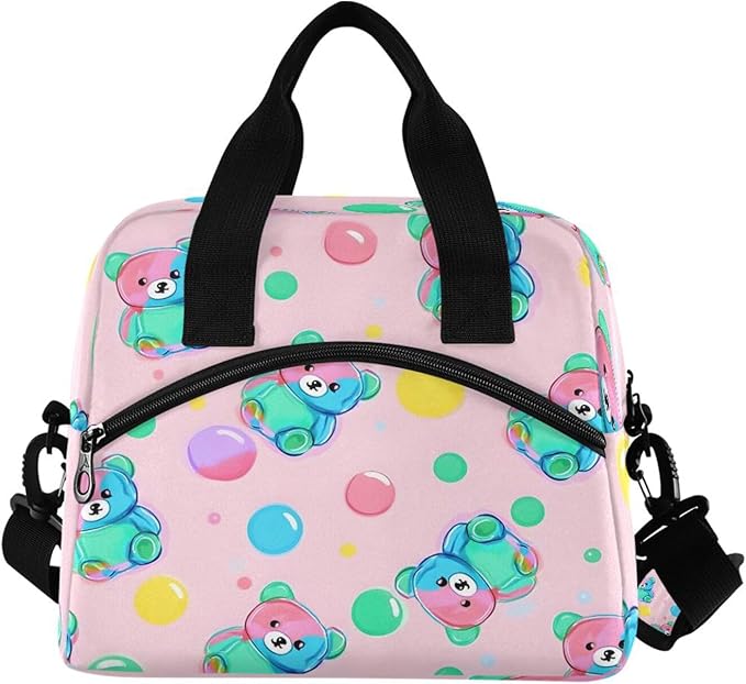 ALAZA Cute Teddy Bear Pattern Lunch Box for Men Women Adults Insulated Lunch Bag Cooler Bag with Adjustable Shoulder Strap for Work Picnic Travel