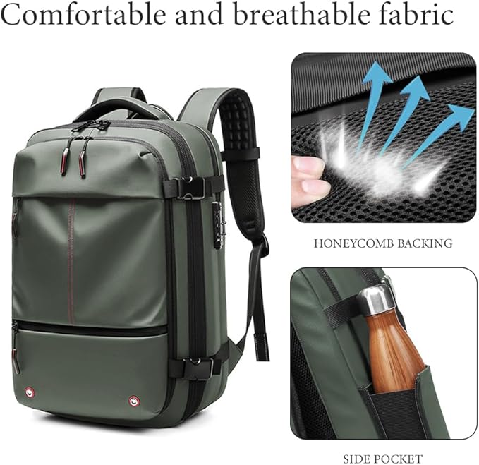 Vacuum Backpack for Travel, 25 Inch Expandable Vacuum Compression Bag with Electric Vacuum Pump, Space Saver Bags (Army Green)