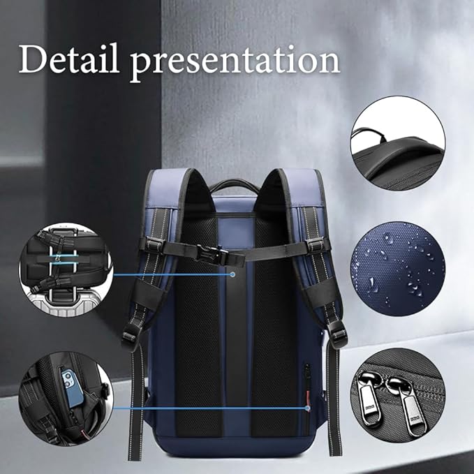 Vacuum Backpack for Travel, 25 Inch Expandable Vacuum Compression Bag with Electric Vacuum Pump, Space Saver Bags (Blue)