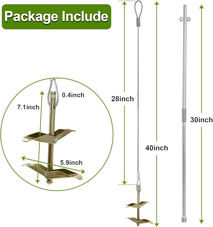 Earth Anchors for Trapping with Drive Rod Tool, 35" x 1/8" Galvanized Cable for Securing Camping Tents, Swing Set, Green House, (12 Pack) Double Layer Ground Earth Anchors for Sheds