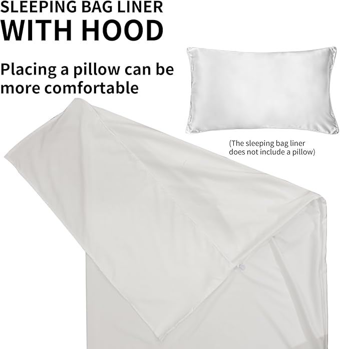 Mountainlodge Sleeping Bag Liner for Warm Weather Seasons with Carry Bag - Protable,Lightweight and Skin-Friendly Sleeping Bag for Camping,Hiking and Backpacking.