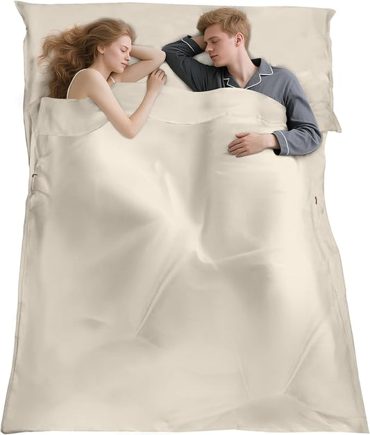 Sleeping Bag Liner,Long Staple Cotton, Adult Sleep Sack & Travel Sheets,Travel Sleep Sack for Backpacking, Hotels & Hostels Lightweight Travel Sheet Camping Sheets,Has Full Length Zipper