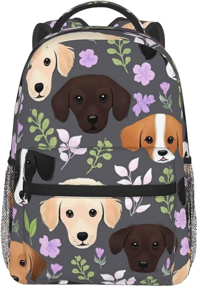 Rucksacks Polyester Anti-Theft Multipurpose Boxer Dogs And Flower Carry On Bag Large Capacity Gym Outdoor Hiking Backpack With Smooth Zippers