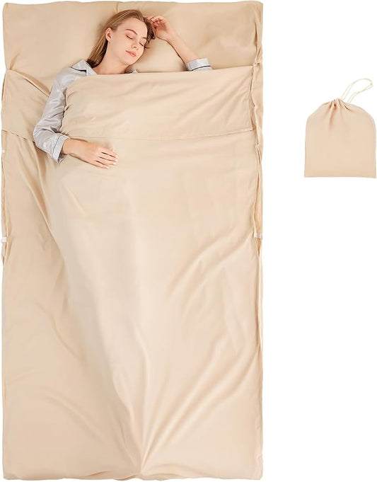 Sleeping Bag Liner Camping Adult Sleep Sack Lightweight Travel Sheet for Hotel Bed Compact Ultralight Essential Cleaning Supplies Kit Travel Bedding Set for Backpacking