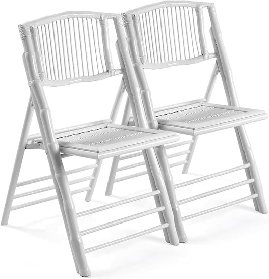 Bonnlo Bamboo Folding Chairs 1/2/4 Pack Foldable Dining Wood Chairs for Outdoor Indoor Garden Patio Lawn Porch Wedding Party Event,White