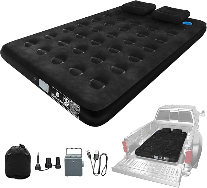 Umbrauto Air Mattress for 5.5-6.5 ft Short Bed Full-Size Trucks, Pickup Truck Airbed Mattress with Cordless Rechargeable Pump for Outdoor Travel