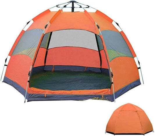 GeRRiT Outdoor UV Lightweight Waterproof Tent for 5-8 Man, Portable Pop-Up Beach Tent Anti UV Quick Set up for Hiking Camping Outdoor Instant 4 Season Sun Shelter, Orange
