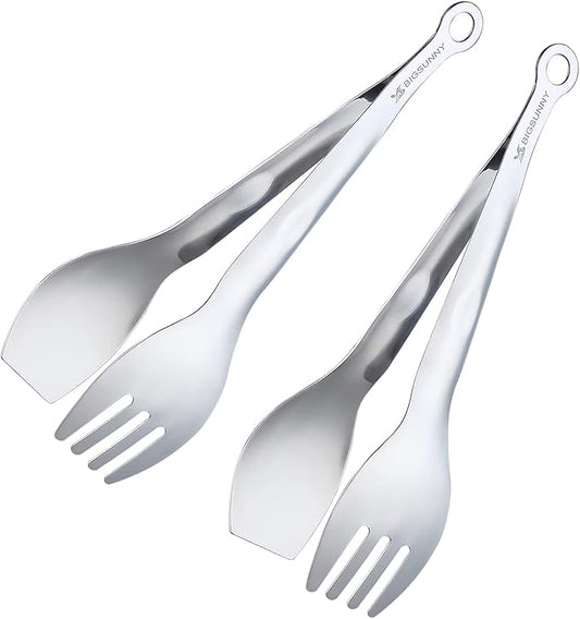MSY BIGSUNNY 9 Inch Serving Tongs, Stainless Steel Metal Tongs for Cooking, Barbecue, Grilling, Buffet - Set of 2, Silver