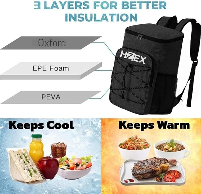 25L Insulated Cooler Backpack – Leak Proof Travel Back Pack Cooler for Hiking, Camping, Beach, Picnic & Outdoor Adventures – Large Capacity Soft Cooler Bag for Men & Women, Keep Food - Drink Cold