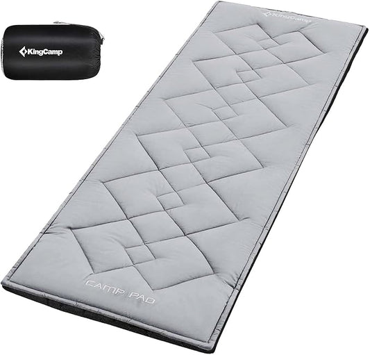 KingCamp Cot Mattress, Portable Lightweight Camping Sleeping Mat Soft Comfortable Non-Slip Cot Pad for Camp Cot, RV Bunk & Twin Beds (75" x 25" x 2", Gray)