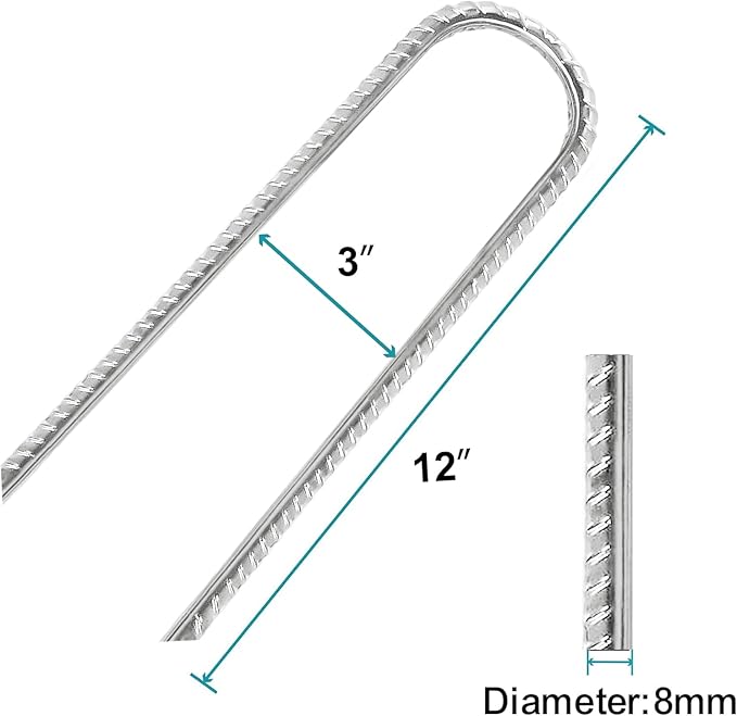 Eurmax USA Strong Trampoline Anchor Stake High Wind, Ground Anchors Heavy Duty, Tent Stakes,Trampoline Accessories, Swing Set Anchors, Ground Stakes, Pack of 8(Silver)