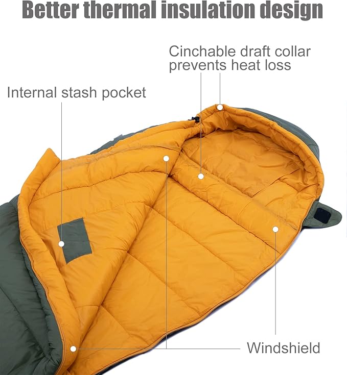 iClimb 3M Thinsulate Insulation Mummy Sleeping Bag with Compression Sack Ultralight Compact Warm Washable for Adults Indoor Outdoor Backpacking Camping Hiking
