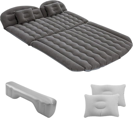 Ergocar Inflatable Mattress Soft Plant Velvet Thickened Air Mattress Car Sleeping Mattress Two Pillows Double-Layer Inflatable Valve Storage Bag Suitable for Camping, Traveling, Family