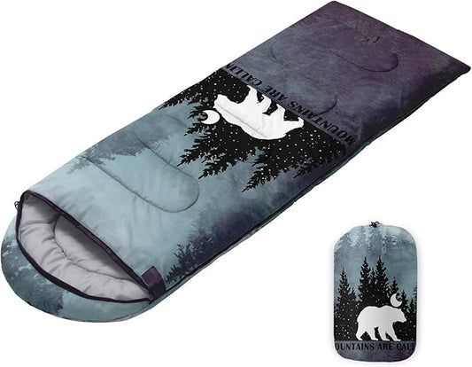 Sleeping Bags for Adults Youth Kids,3D Printing Camping Sleeping Bag for Girls Boys Lightweight Waterproof Cold/Warm Weather Sleeping Bag for 3 Seasons