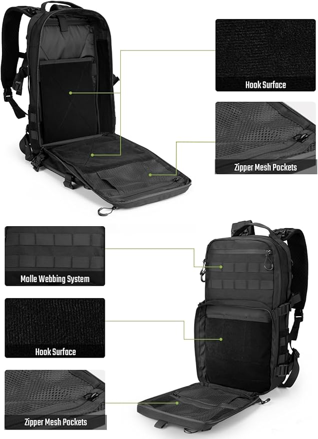 TACTICAL_GEEK ModCase B2 Ultimate EDC Tactical Backpack,14L High-Capacity, Anti-Shock Laptop Compartment, Waterproof, Molle System, for Hiking, Camping, Commuting, Backpacking Daypack Rucksack, Black