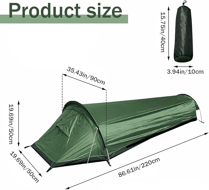 One Man Tent, Ultralight Waterproof Backpacking Tent with Fine Mesh for Hiking