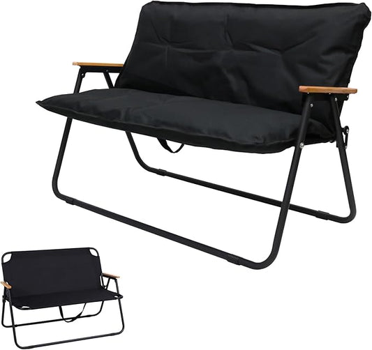 BDL Double Camping Chair Loveseat Heavy Duty Folding Double Seat Beach Chair with Cushion for Outdoor Travel Hiking Patio Beach