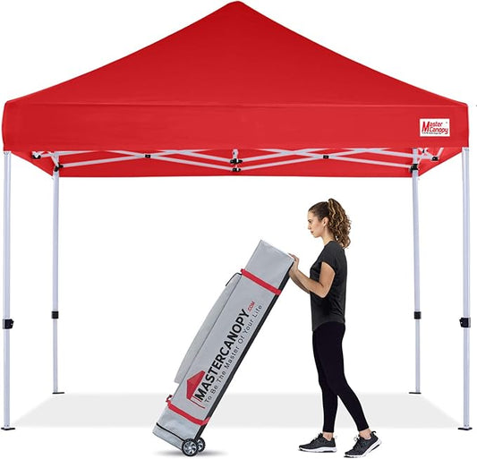 MASTERCANOPY Pop Up Canopy Tent Commercial Grade Instant Shelter (8x8, Red)