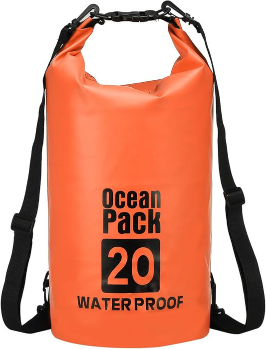Waterproof Dry Bag, 20L Fit for Women Men Water Proof Bags Lightweight Dry Storage Floating Backpack with Whistle for Travel Backpacking Boating Kayaking Camping (Orange)