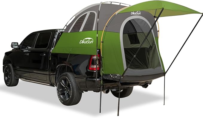 Truck Bed Tent, Double Layer Truck Tent 5.5-5.8 Ft, Waterproof PU3000mm Tear-Resistant Pickup Tent for 2 Person Camping and Outdoor with Awning